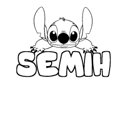 Coloriage prénom SEMIH - décor Stitch