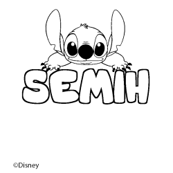 Coloriage pr&eacute;nom SEMIH - d&eacute;cor Stitch