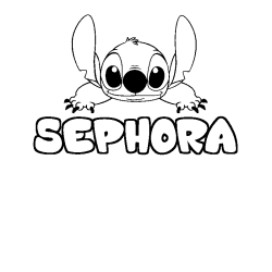 Coloriage prénom SEPHORA - décor Stitch