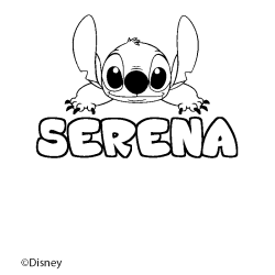 Coloriage pr&eacute;nom SERENA - d&eacute;cor Stitch
