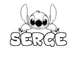 Coloriage prénom SERGE - décor Stitch