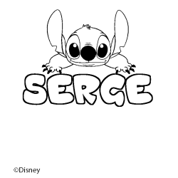Coloriage pr&eacute;nom SERGE - d&eacute;cor Stitch