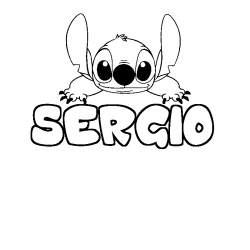 Coloriage prénom SERGIO - décor Stitch