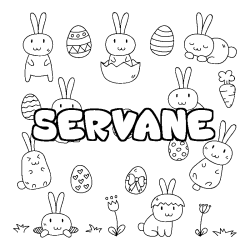Coloriage pr&eacute;nom SERVANE - d&eacute;cor Paques