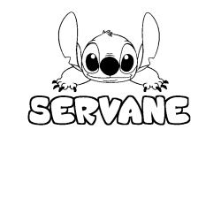 Coloriage prénom SERVANE - décor Stitch