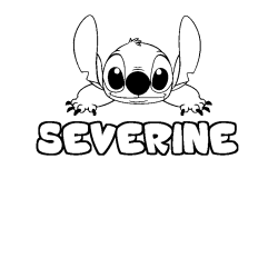 Coloriage prénom SEVERINE - décor Stitch