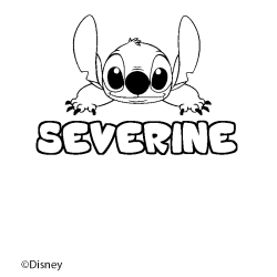Coloriage pr&eacute;nom SEVERINE - d&eacute;cor Stitch