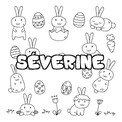 Coloriage pr&eacute;nom S&Eacute;VERINE - d&eacute;cor Paques