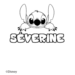Coloriage pr&eacute;nom S&Eacute;VERINE - d&eacute;cor Stitch