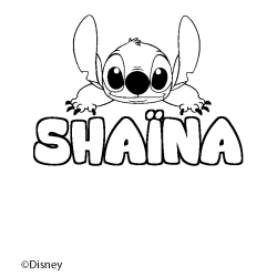 Coloriage pr&eacute;nom SHA&Iuml;NA - d&eacute;cor Stitch