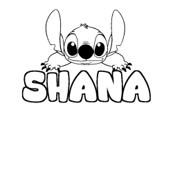 Coloriage prénom SHANA - décor Stitch