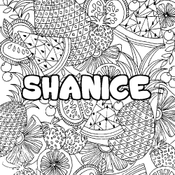 Coloriage pr&eacute;nom SHANICE - d&eacute;cor Mandala fruits