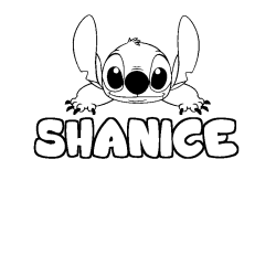 Coloriage prénom SHANICE - décor Stitch