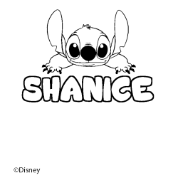 Coloriage pr&eacute;nom SHANICE - d&eacute;cor Stitch