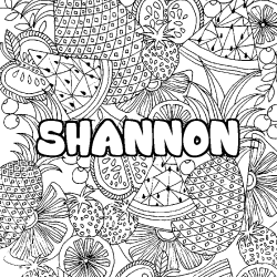 Coloriage prénom SHANNON - décor Mandala fruits