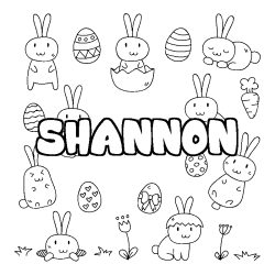 Coloriage pr&eacute;nom SHANNON - d&eacute;cor Paques