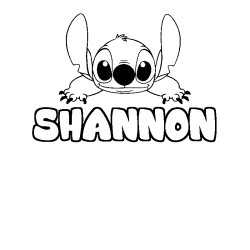 Coloriage prénom SHANNON - décor Stitch