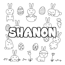 Coloriage prénom SHANON - décor Paques