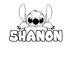 Coloriage prénom SHANON - décor Stitch