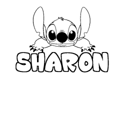 Coloriage prénom SHARON - décor Stitch