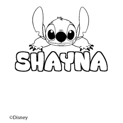 Coloriage pr&eacute;nom SHAYNA - d&eacute;cor Stitch