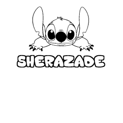 Coloriage prénom SHERAZADE - décor Stitch