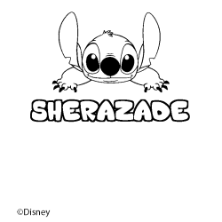 Coloriage pr&eacute;nom SHERAZADE - d&eacute;cor Stitch
