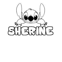 Coloriage prénom SHERINE - décor Stitch