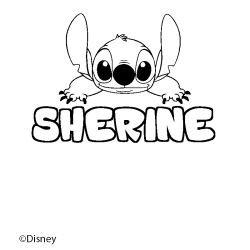 Coloriage pr&eacute;nom SHERINE - d&eacute;cor Stitch