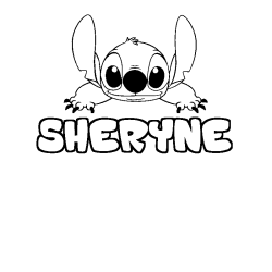 Coloriage prénom SHERYNE - décor Stitch