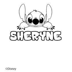 Coloriage pr&eacute;nom SHERYNE - d&eacute;cor Stitch