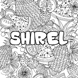 Coloriage prénom SHIREL - décor Mandala fruits