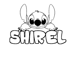 Coloriage prénom SHIREL - décor Stitch
