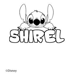 Coloriage pr&eacute;nom SHIREL - d&eacute;cor Stitch