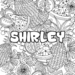 Coloriage prénom SHIRLEY - décor Mandala fruits