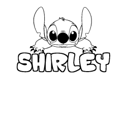 Coloriage prénom SHIRLEY - décor Stitch
