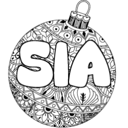 Coloriage pr&eacute;nom SIA - d&eacute;cor Boule de No&euml;l