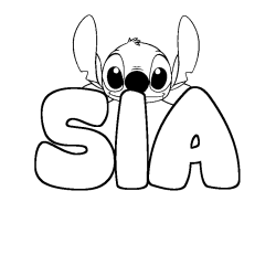 Coloriage prénom SIA - décor Stitch