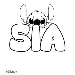 Coloriage pr&eacute;nom SIA - d&eacute;cor Stitch