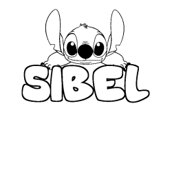 Coloriage prénom SIBEL - décor Stitch