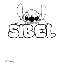 Coloriage pr&eacute;nom SIBEL - d&eacute;cor Stitch