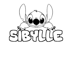 Coloriage prénom SIBYLLE - décor Stitch