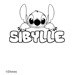 Coloriage pr&eacute;nom SIBYLLE - d&eacute;cor Stitch