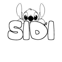 Coloriage prénom SIDI - décor Stitch