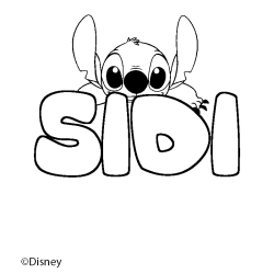 Coloriage pr&eacute;nom SIDI - d&eacute;cor Stitch