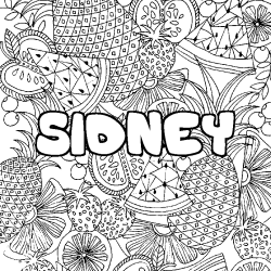 Coloriage pr&eacute;nom SIDNEY - d&eacute;cor Mandala fruits