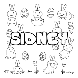 Coloriage pr&eacute;nom SIDNEY - d&eacute;cor Paques