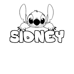 Coloriage prénom SIDNEY - décor Stitch