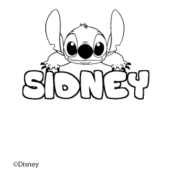 Coloriage pr&eacute;nom SIDNEY - d&eacute;cor Stitch