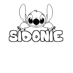 Coloriage prénom SIDONIE - décor Stitch